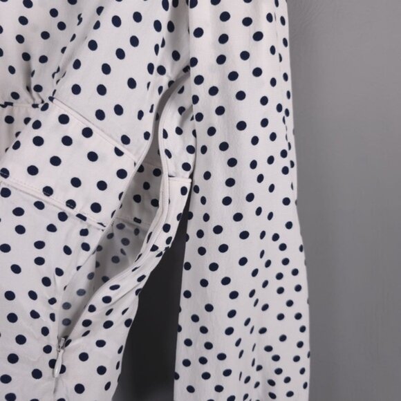Boden Elsie Polka Dot Peplum Blouse Top White‎ Navy V-Neck Long Sleeve Size 8P - Picture 9 of 12